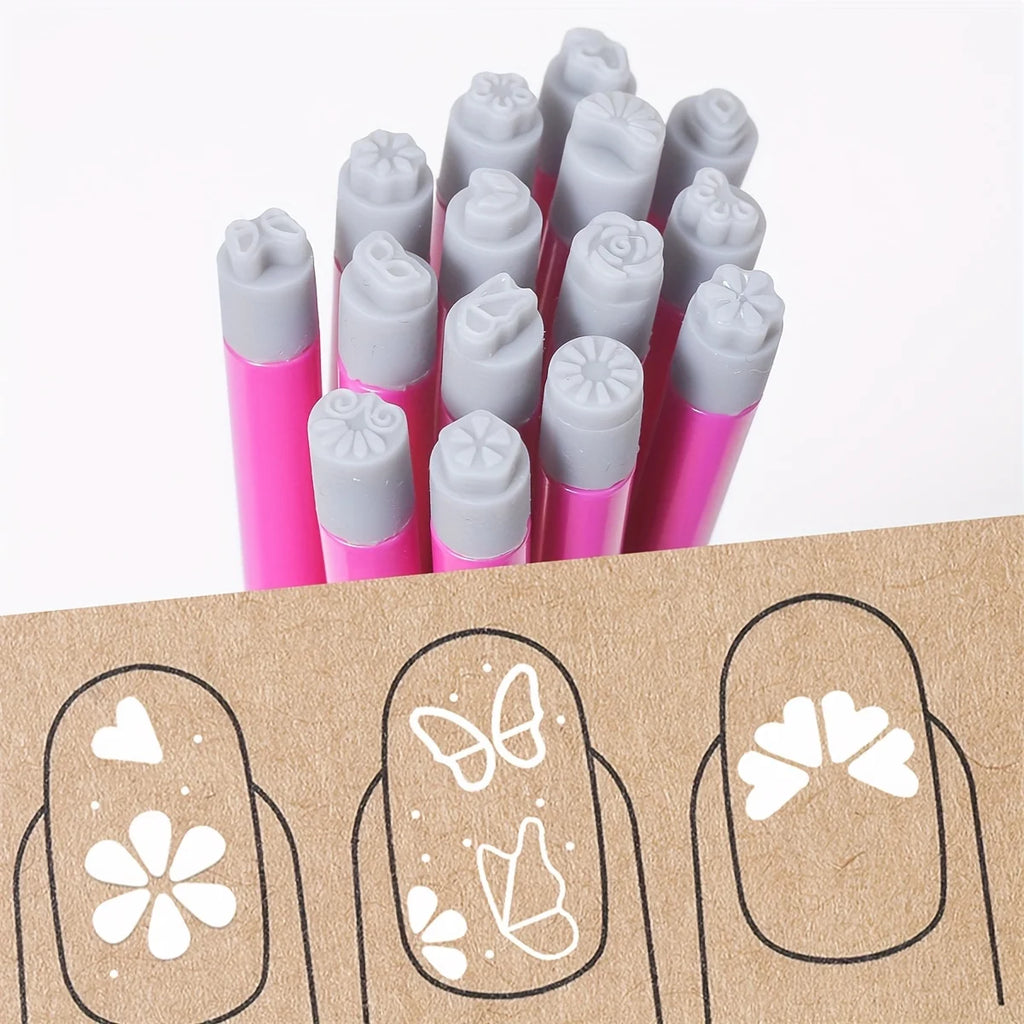 Stylo tampon pour nail art DIY, motif floral et papillon, graffiti pour ongles, outils de polissage, peinture et dessin pour manucure