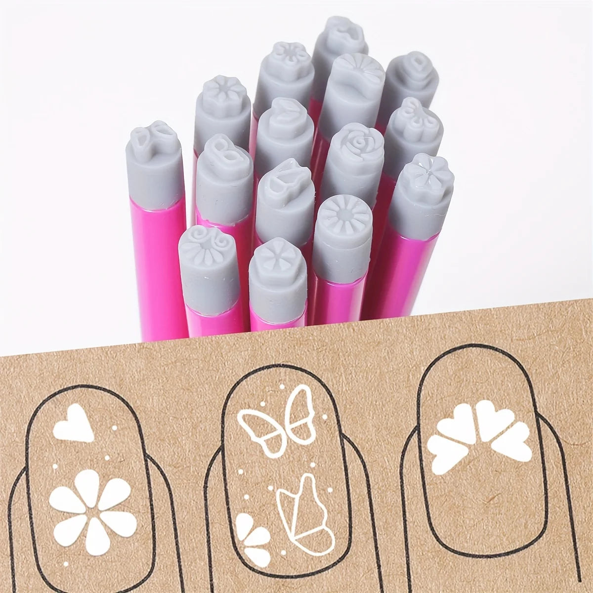 Stylo tampon pour nail art DIY, motif floral et papillon, graffiti pour ongles, outils de polissage, peinture et dessin pour manucure
