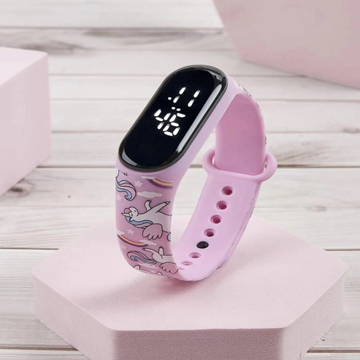 Montre-bracelet tactile électronique pour enfants et étudiants, avec figurine LED de dessin animé