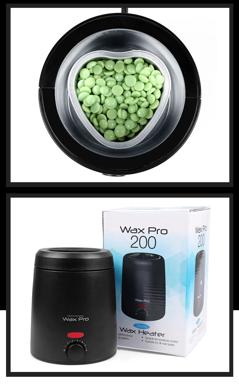 200ML Waxing Kit - Women Men Hard Wax Melt Warmer Kit for Hair Removal-Suitable for Full Body Hair Removal on Sensitive Skin