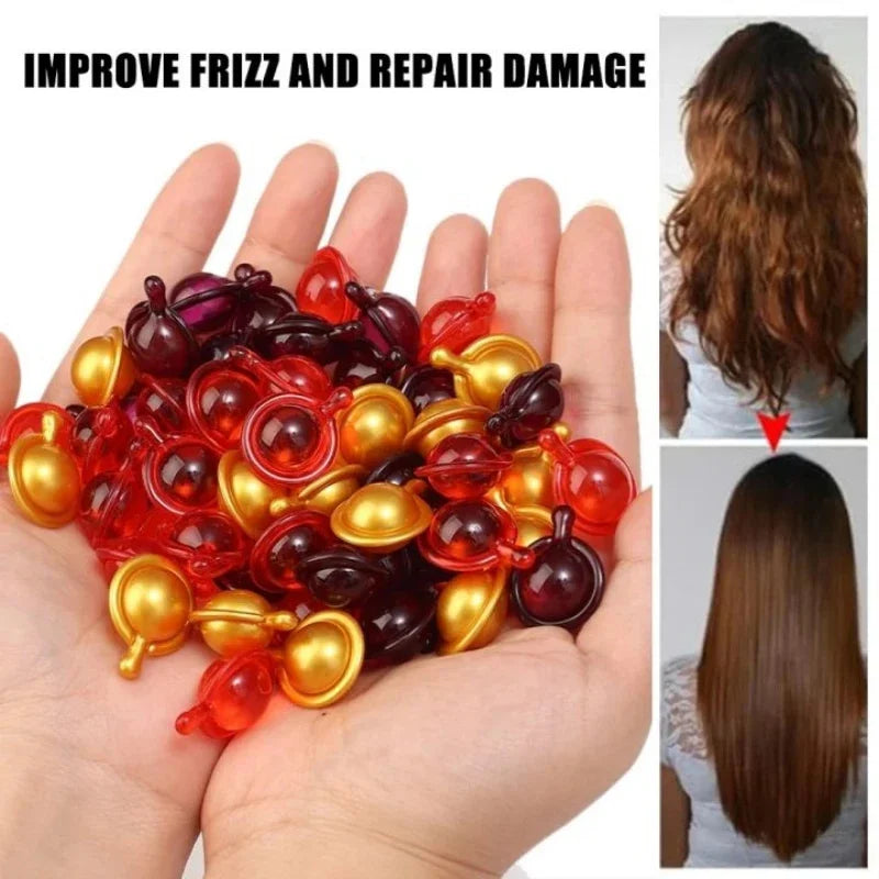 Capsules de vitamines pour cheveux, huile de kératine, soin capillaire rapide pour des cheveux doux, lisses et brillants. Nourrit et répare les cheveux abîmés et fourchus.