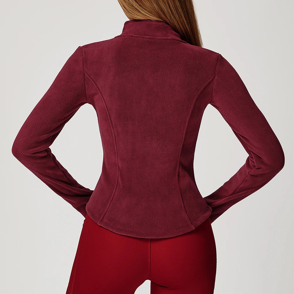Sports Jacket Long Sleeve Women Zip Fitness Yoga Shirt Winter Warm Gym Top Activewear Running Coats Workout Clothes For Cycling