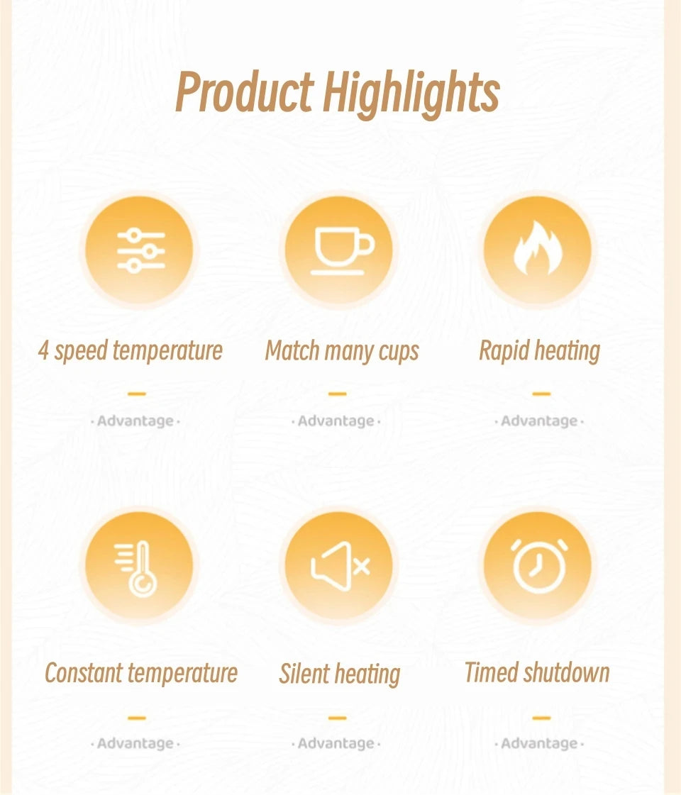 25W Coffee Mug Warmer Cup Heater Electric Hot Plate 4 Temperature Settings Warmer Cup Coaster for Tea Milk Water Heating Pad