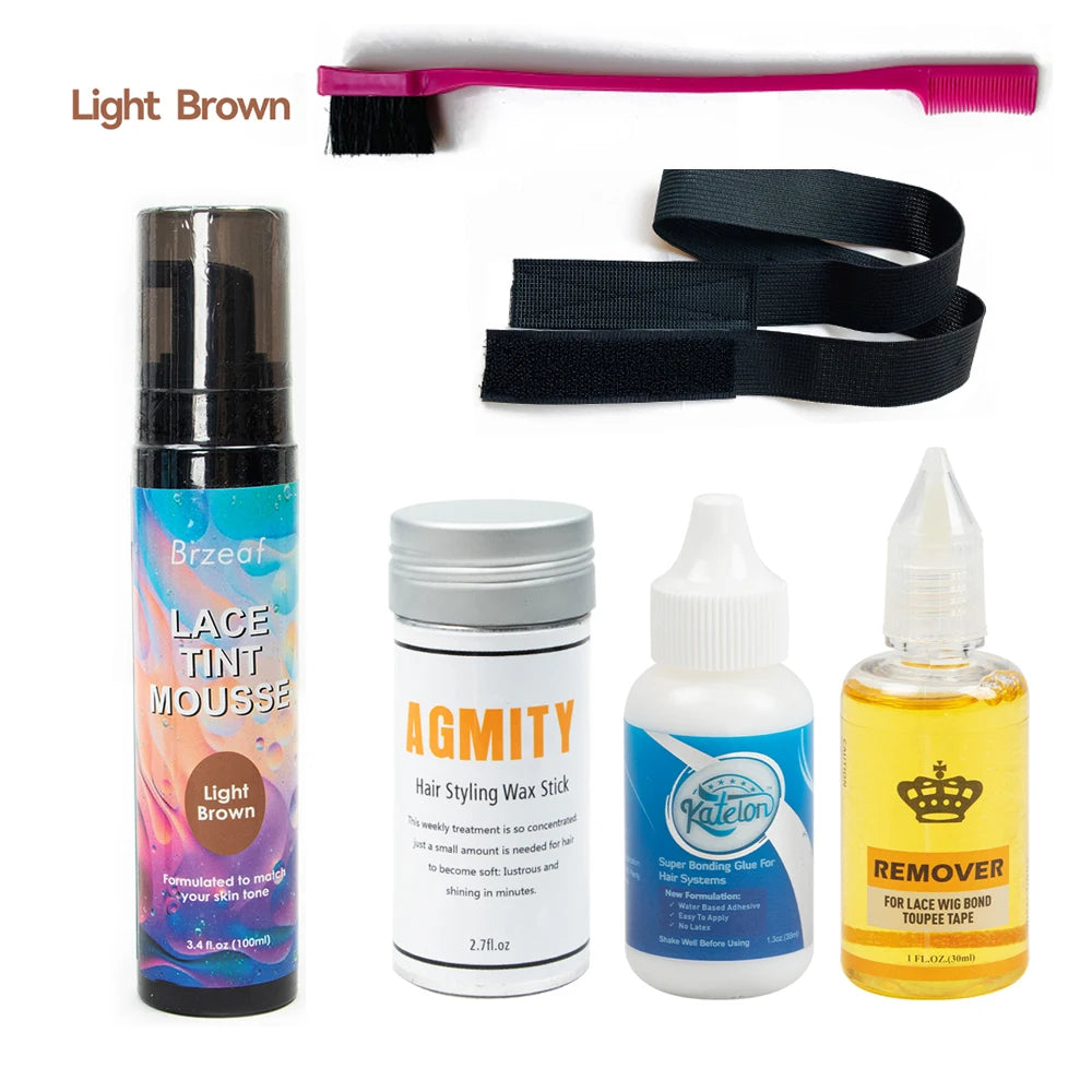 Hair Care Kit Wig Glue Wax Stick Adhesives Remover Lace Tint Mousse Melting Spray Edge Control Wig Installation Set Ultra Hold