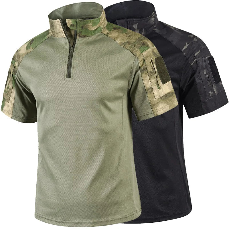Camo Tactical Shirt Short Sleeve - Quick Dry Combat T-Shirt