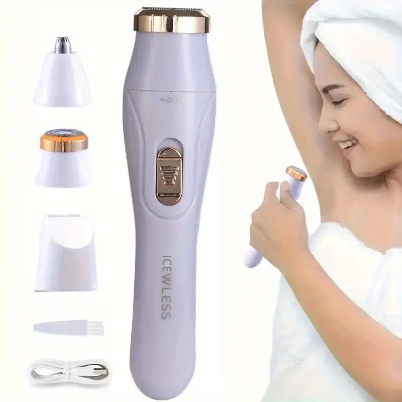 3-in-1 Electric Hair Removal Set - USB Rechargeable Trimmer for Nose, Body & Face