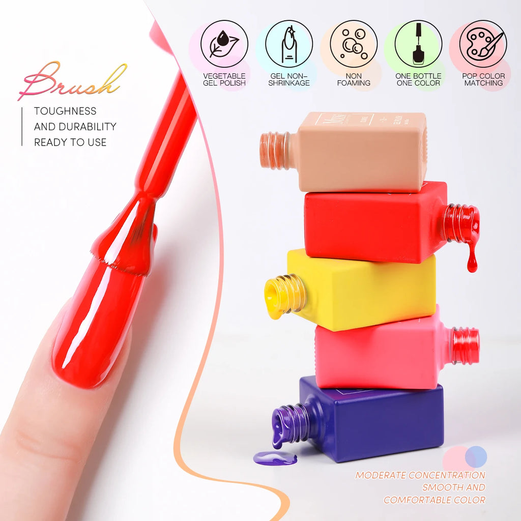 6-Piece UV LED Gel Polish Set - Semi-Permanent Nail Art Kit (15ml)