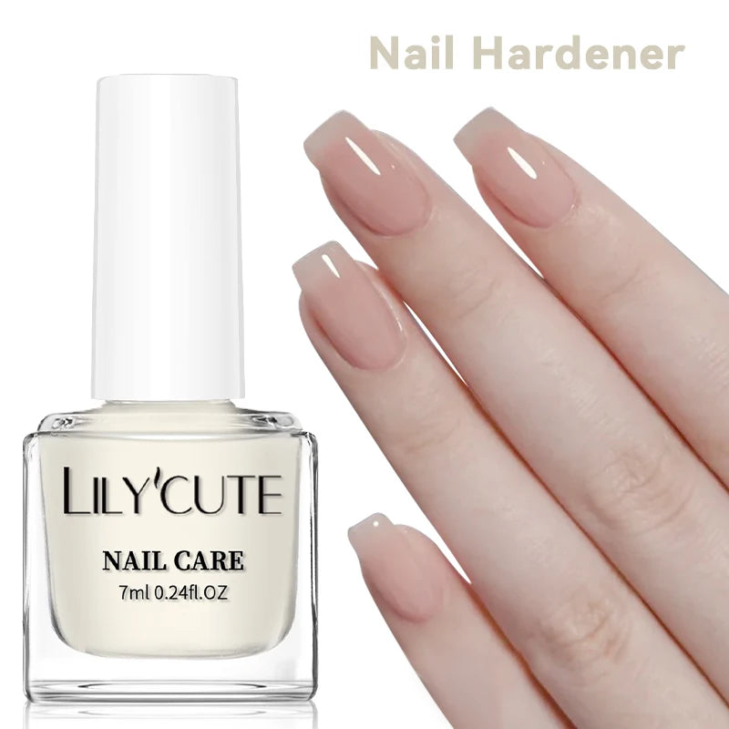 LILYCUTE Nail Strengthener Polish - Milky White Pink Care Varnish 7ML