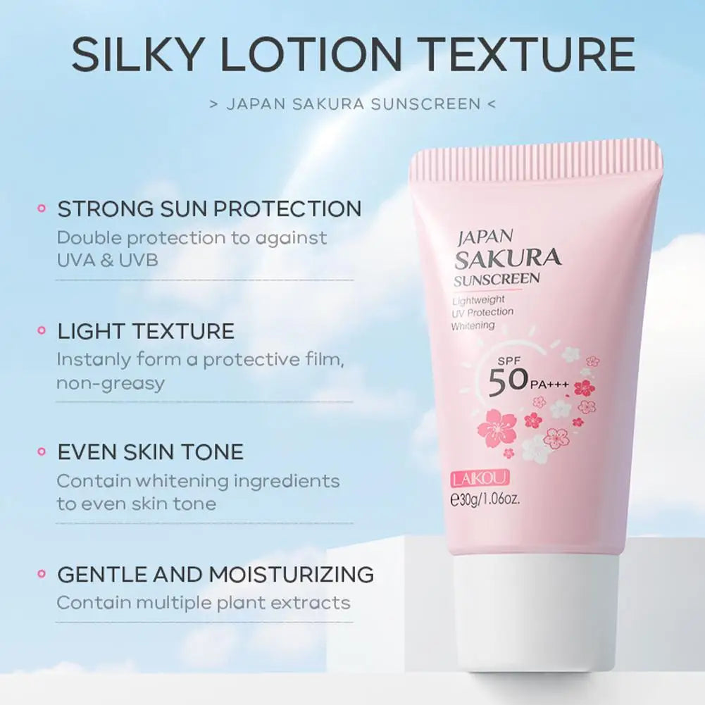 Sakura Sunscreen Cream SPF50 - Moisturizing UV Protection for Face & Body