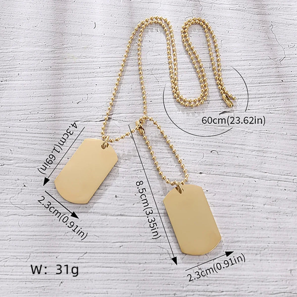 Collier avec plaque militaire - Acier inoxydable