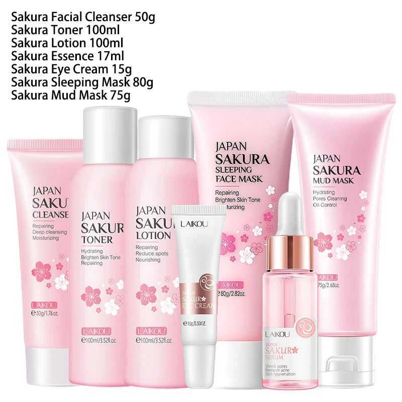 9-Piece Sakura Facial Care Kit - Complete Skincare Collection