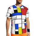 Gym T-Shirt Mondrian Line - Colorful Plaid Y2K Retro Graphic Tee