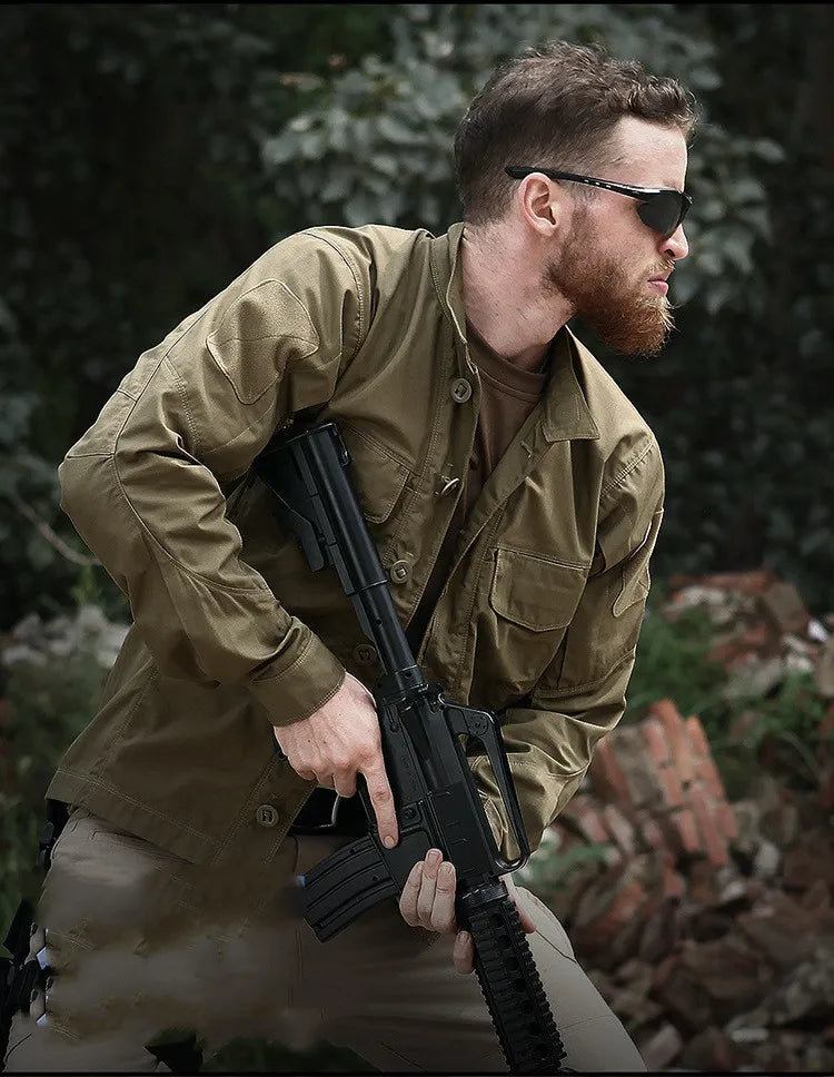 Military Tactical Long Sleeve Shirt - Multi-Pocket Camouflage Cargo Jacket