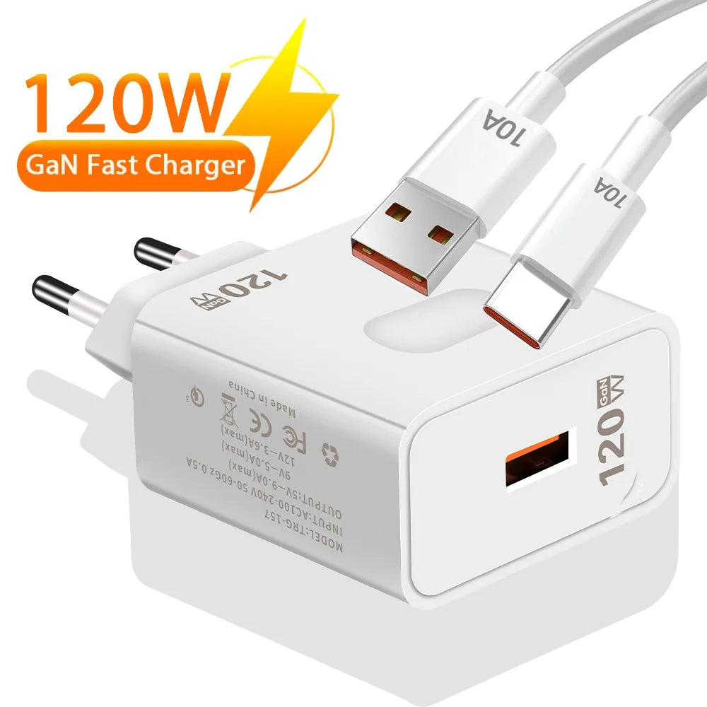 GaN USB Charger Fast Charging Quick Charge 3.0 Type C Cable Mobile Phone Charger Adapter For iPhone Huawei Samsung Xiaomi 14