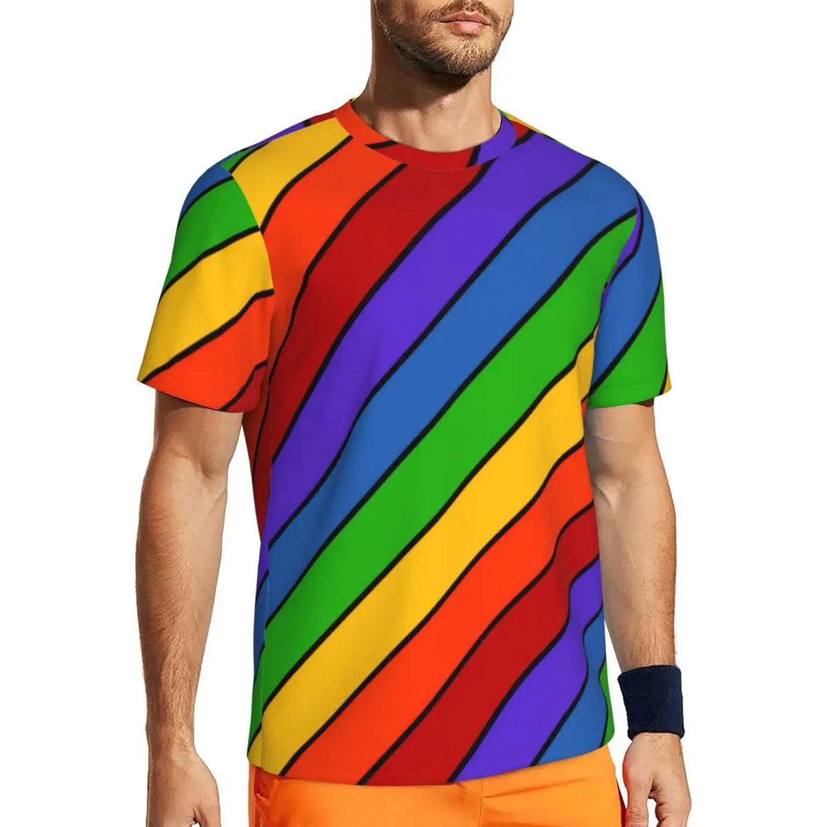 Gym T-Shirt Mondrian Line - Colorful Plaid Y2K Retro Graphic Tee