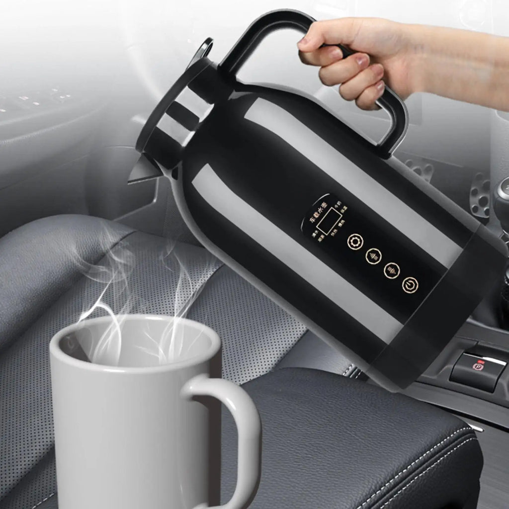 Bouilloire électrique portable pour voiture, en acier inoxydable, 12 V/24 V, chauffe-tasse et chauffe-eau.