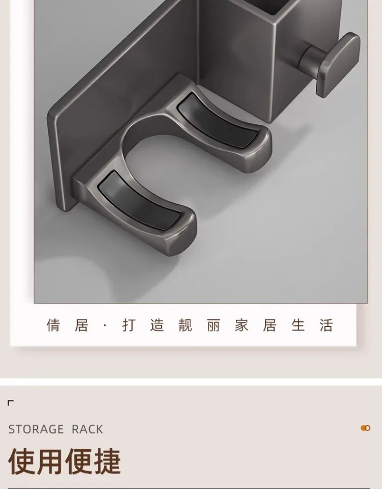 Support pour sèche-cheveux de salle de bain - Étagère de rangement à suspendre à la porte, porte-serviettes et accessoires de salle de bain