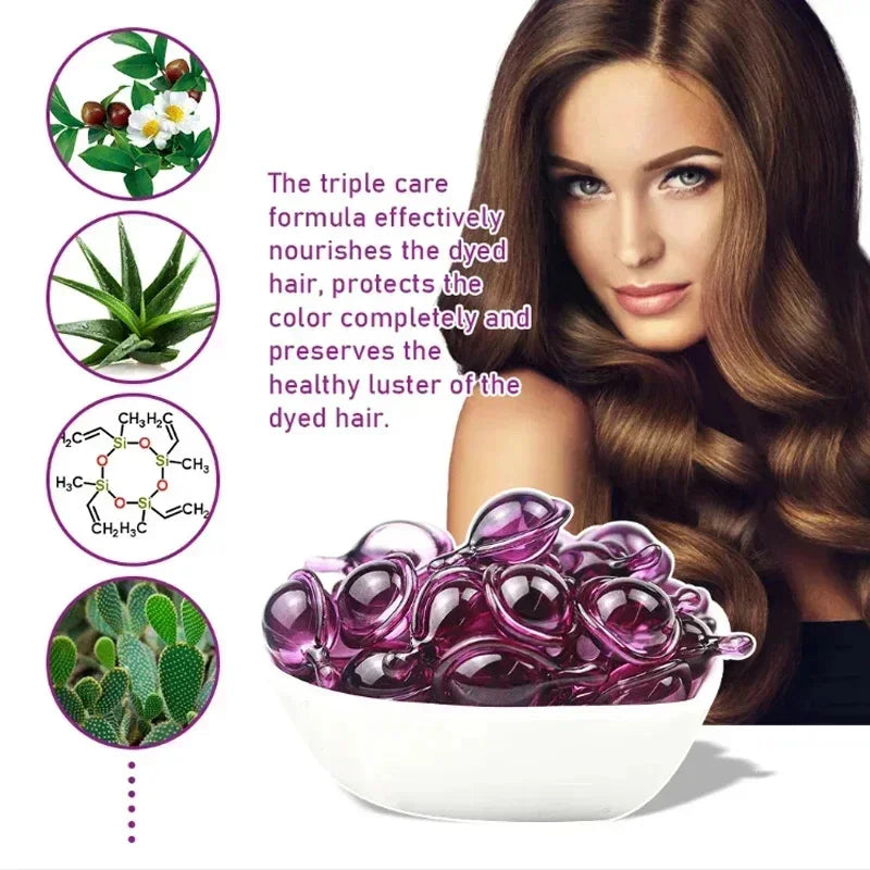 Capsules de vitamines pour cheveux, huile de kératine, soin capillaire rapide pour des cheveux doux, lisses et brillants. Nourrit et répare les cheveux abîmés et fourchus.