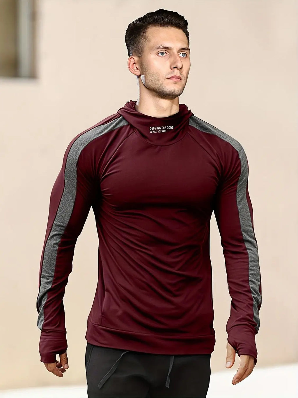 Men's Sports Hooded Quick-drying Breathable Cool Tight Outdoor Fitness Long-sleeved T-shirt