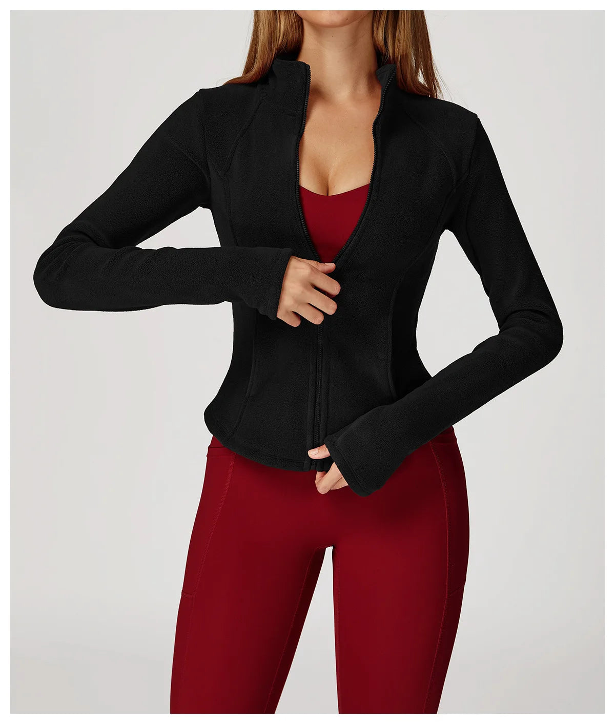 Sports Jacket Long Sleeve Women Zip Fitness Yoga Shirt Winter Warm Gym Top Activewear Running Coats Workout Clothes For Cycling