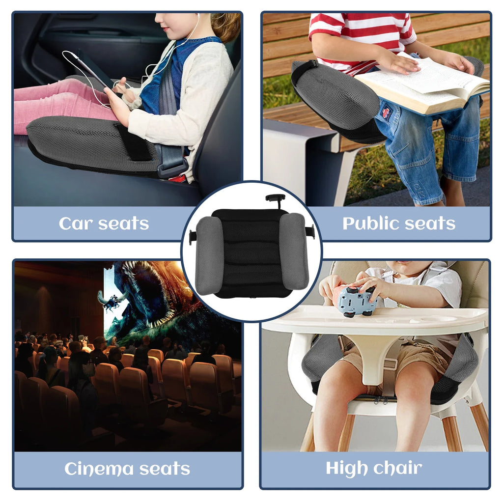 Kids Booster Seat Portable PVC Comfort Child Car Cushion Inflatable Travel Backless Space Saving Easy Fold With Bag