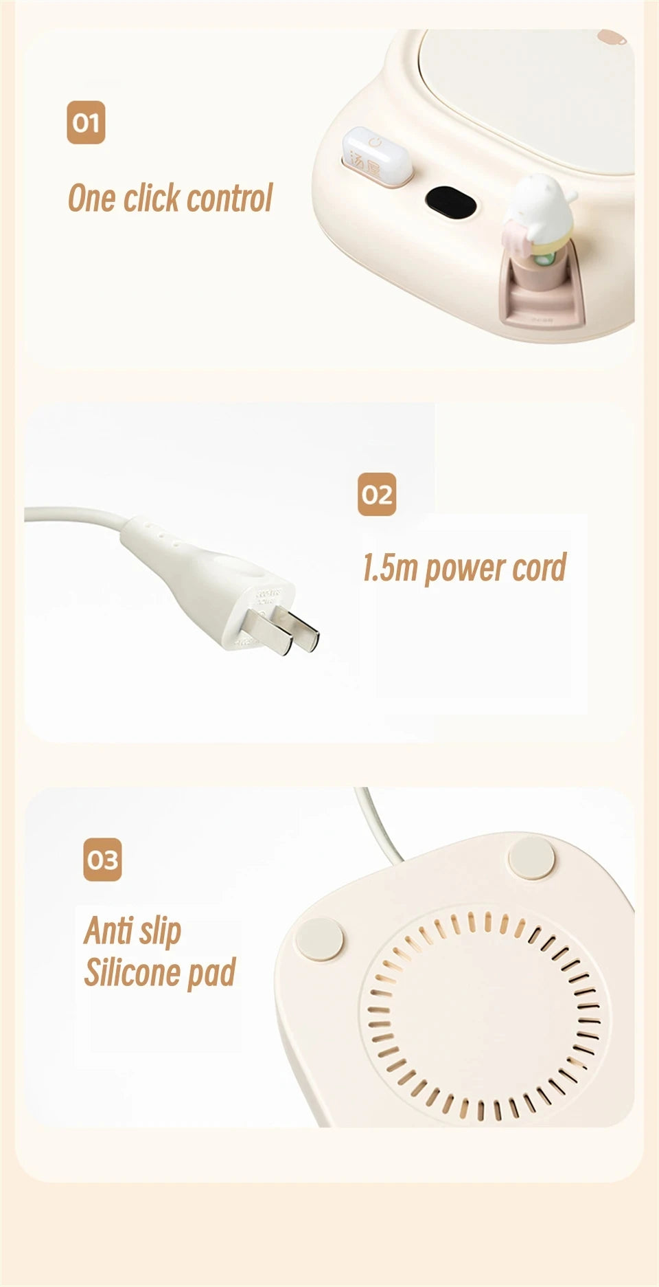 25W Coffee Mug Warmer Cup Heater Electric Hot Plate 4 Temperature Settings Warmer Cup Coaster for Tea Milk Water Heating Pad