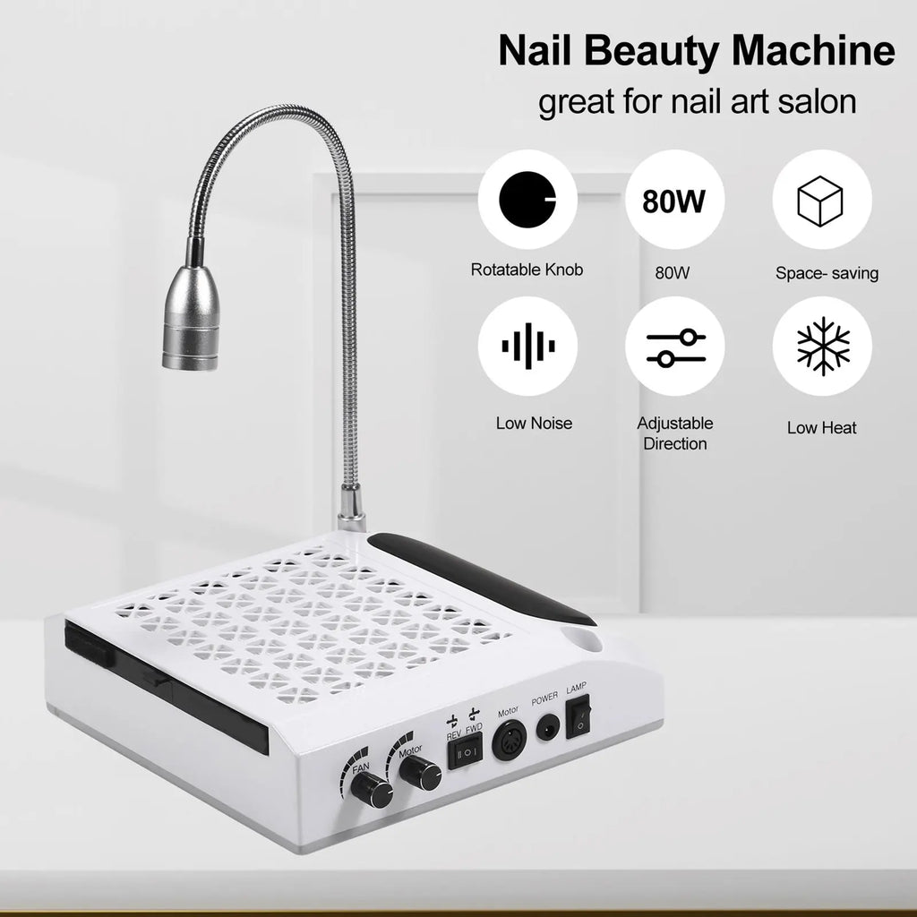 Lampe à ongles + Aspirateur de poussière pour ongles, ponceuse à ongles, nettoyeur de poussière, outils de salon de manucure, kit de beauté des ongles, aspirateur de poussière pour ongles