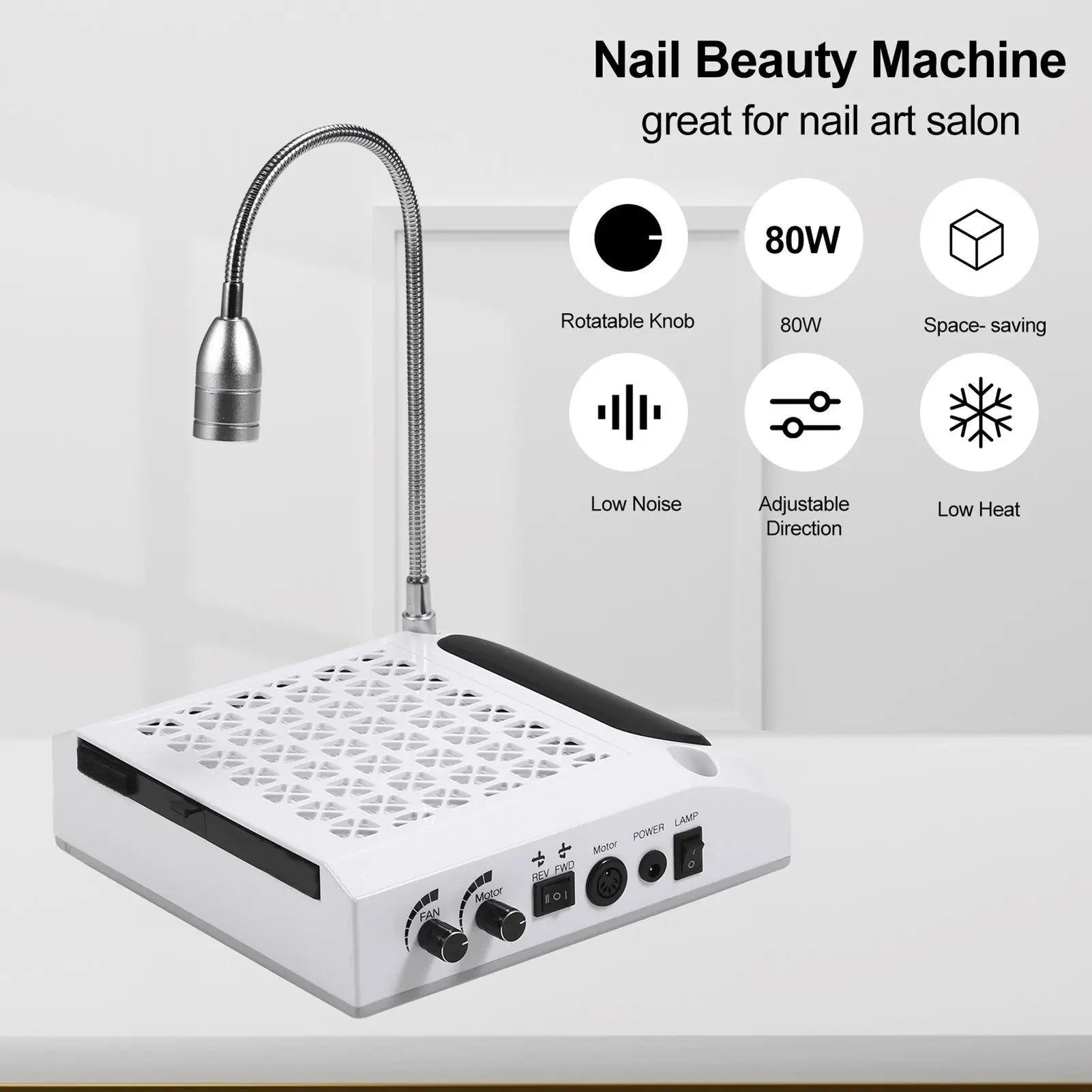 Lampe à ongles + Aspirateur de poussière pour ongles, ponceuse à ongles, nettoyeur de poussière, outils de salon de manucure, kit de beauté des ongles, aspirateur de poussière pour ongles