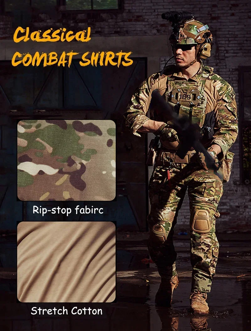 Tactical Airsoft Army Combat Shirt - Breathable CP Camo Zipper Tee