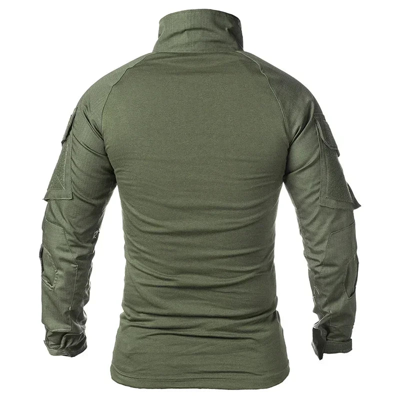 Tactical Airsoft Army Combat Shirt - Breathable CP Camo Zipper Tee