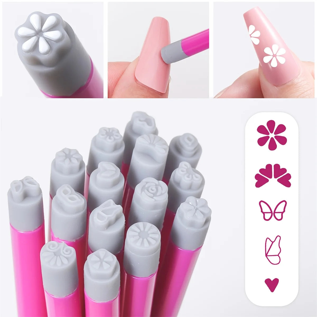 Stylo tampon pour nail art DIY, motif floral et papillon, graffiti pour ongles, outils de polissage, peinture et dessin pour manucure