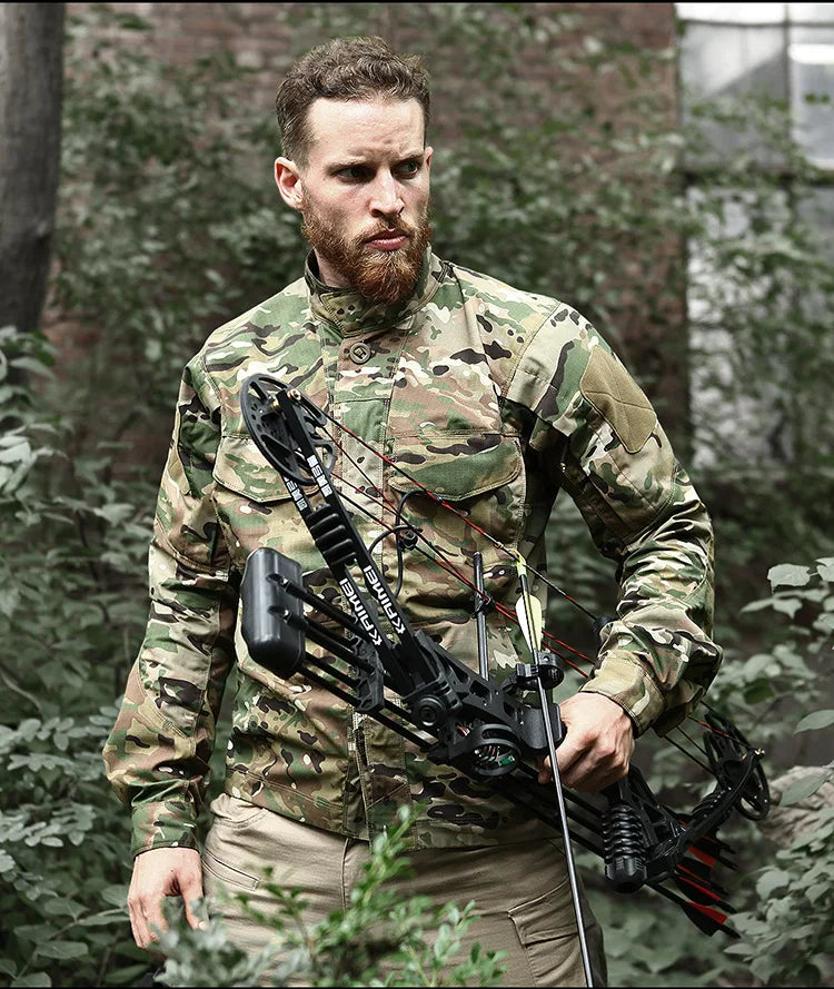 Military Tactical Long Sleeve Shirt - Multi-Pocket Camouflage Cargo Jacket