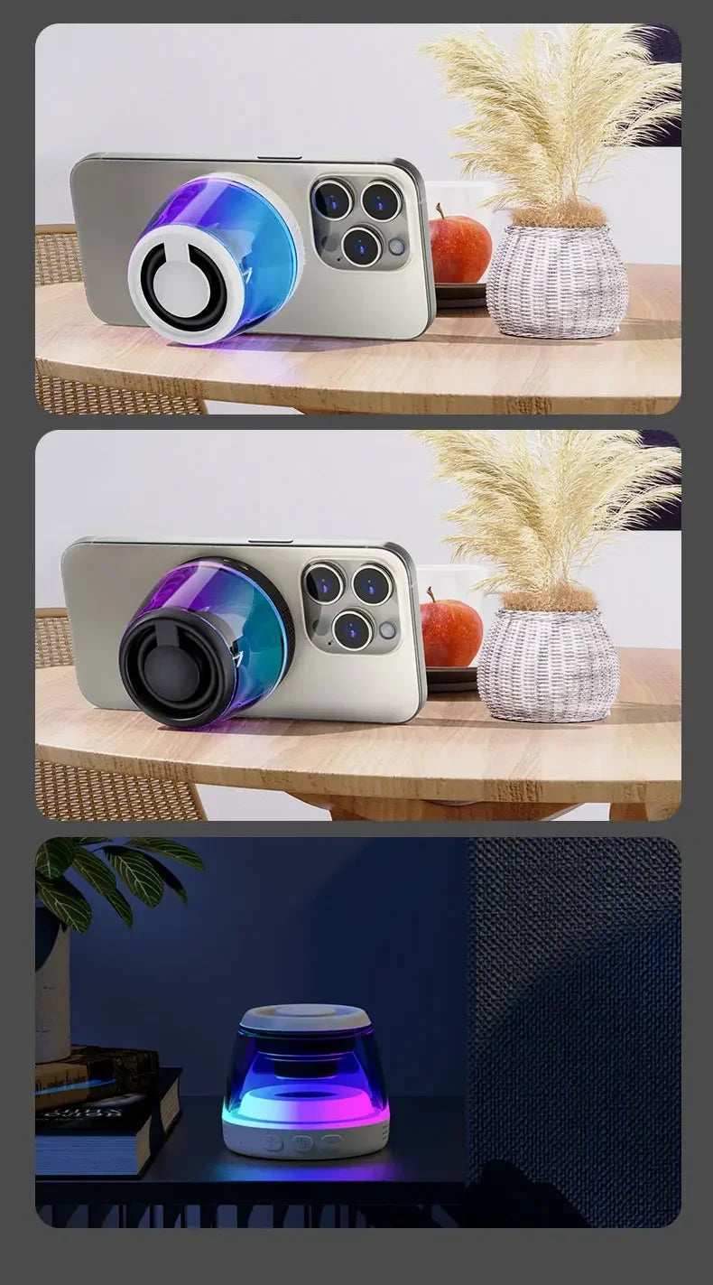 Magnetic Bluetooth Speaker RGB Mini Portable Speaker Magnetic Phone Holder Ring Wireless Sound Box Bluetooth Speaker Tower