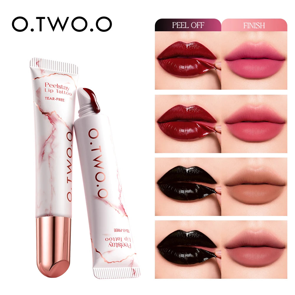O.TWO.O Lip Stain Lip Tattoo Peel-off Highly Pigmented 48h Color-lock Waterproof Nourish Care Peel-off Lip Tint Lipstick Makeup
