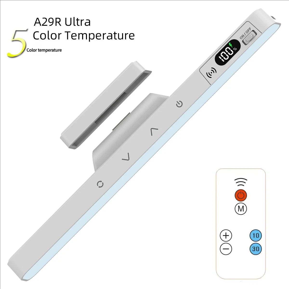 Lampe de table tactile intelligente, lampe de bureau magnétique avec batterie intégrée de 2000 mAh, lampe de chevet rechargeable avec miroir et lampe de lecture intégrée.
