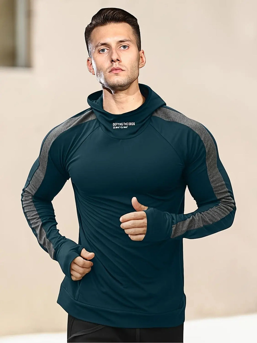Men's Sports Hooded Quick-drying Breathable Cool Tight Outdoor Fitness Long-sleeved T-shirt