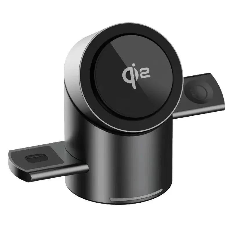 Chargeur sans fil magnétique intelligent Qi2 3 en 1 de 15 W avec rotation automatique pour Android, iPhone, iWatch et AirPods, station de charge rapide MagSafe