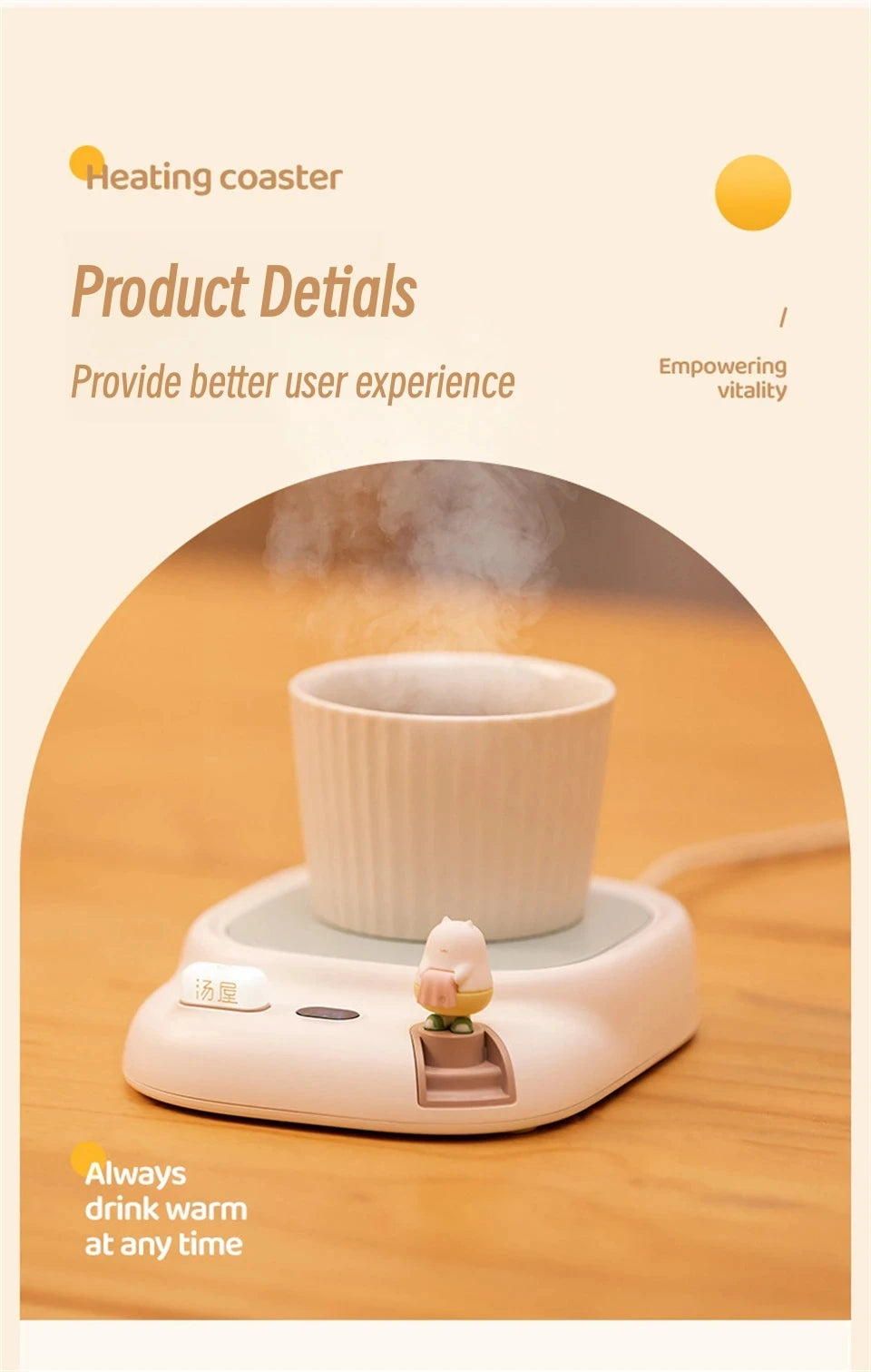 25W Coffee Mug Warmer Cup Heater Electric Hot Plate 4 Temperature Settings Warmer Cup Coaster for Tea Milk Water Heating Pad
