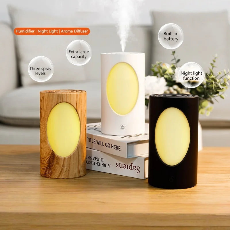 600ml Portable Aroma Diffuser - Wireless Humidifier with LED Lights