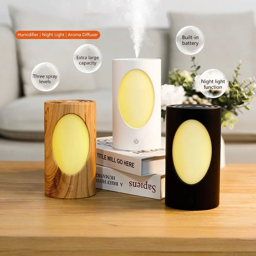 600ml Portable Aroma Diffuser - Wireless Humidifier with LED Lights