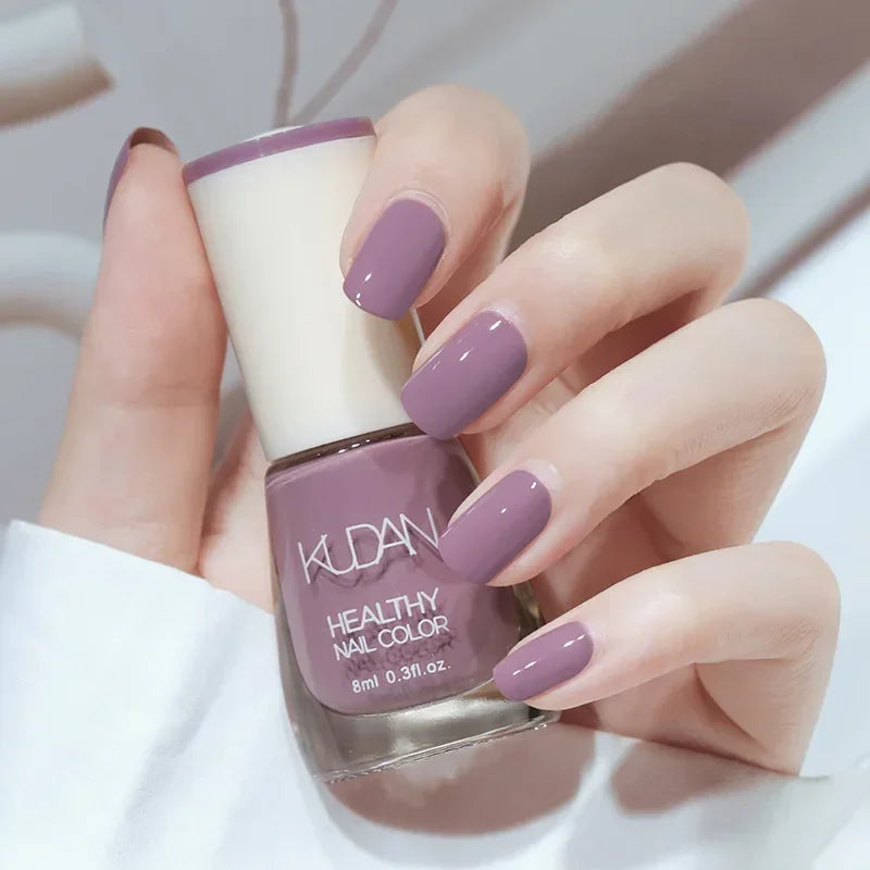 Vernis à ongles sans lampe UV, blanc à fines paillettes, sans cuisson, sans décollement, base huileuse transparente et brillante, couleur nude