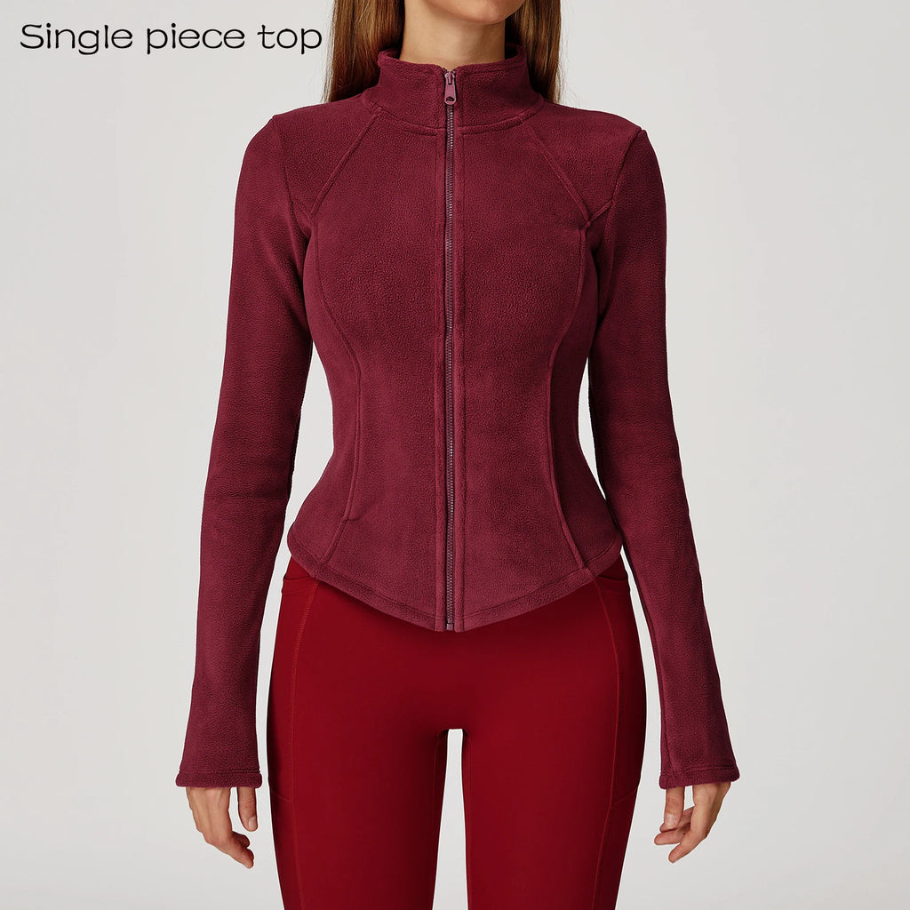 Sports Jacket Long Sleeve Women Zip Fitness Yoga Shirt Winter Warm Gym Top Activewear Running Coats Workout Clothes For Cycling