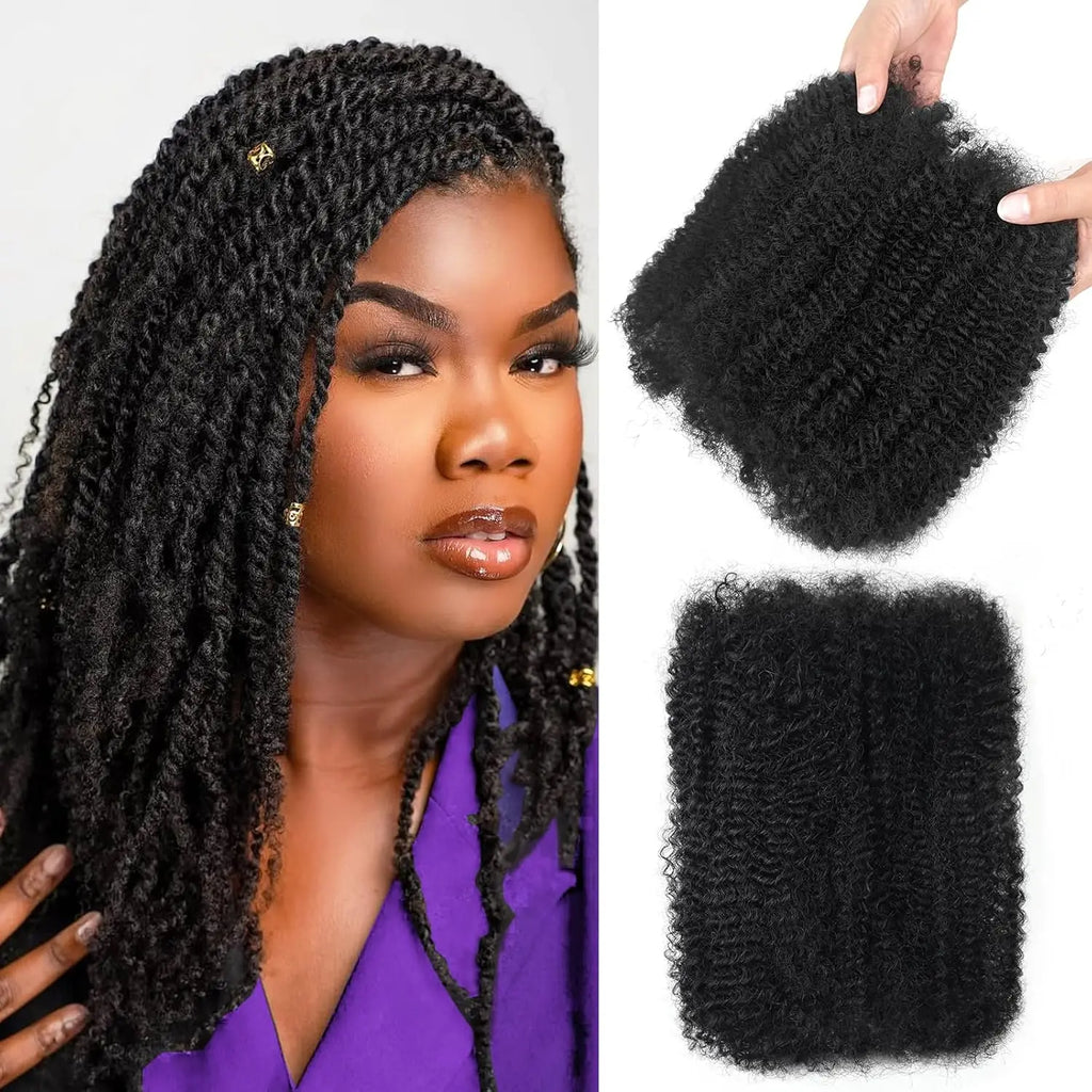 Human Braiding Hair for Boho Braids Afro Curl Human Hair Bulk for Braiding Wet and Wavy Brazilian Virgin Human Hair for Braiding