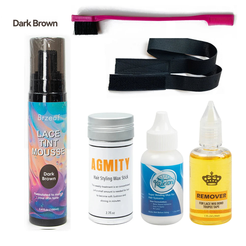 Hair Care Kit Wig Glue Wax Stick Adhesives Remover Lace Tint Mousse Melting Spray Edge Control Wig Installation Set Ultra Hold