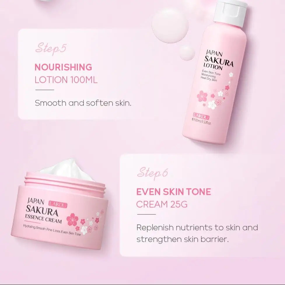 Sakura Skincare Set - 29-Piece Deep Cleansing & Moisturizing Collection