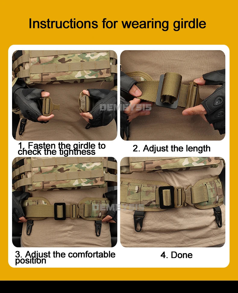Tactical MOLLE Padded Belt - Combat Waist Belt for Airsoft & Hunting