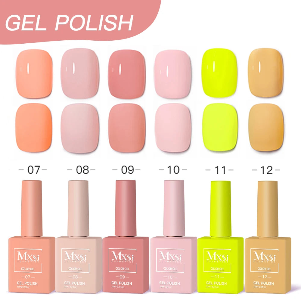 6-Piece UV LED Gel Polish Set - Semi-Permanent Nail Art Kit (15ml)