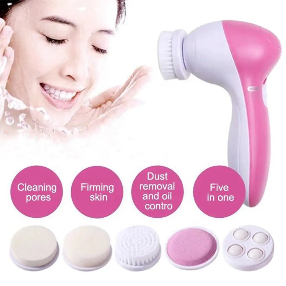 5-in-1 Electric Facial Cleansing Brush - Spa-Quality Skin Care System