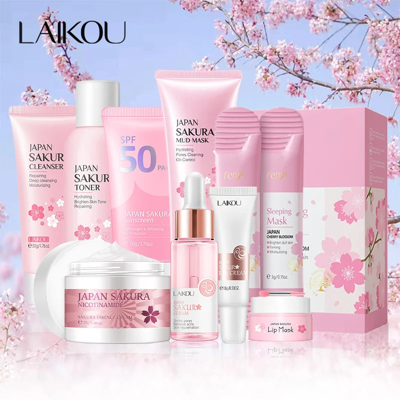 9-Piece Sakura Facial Care Kit - Complete Skincare Collection