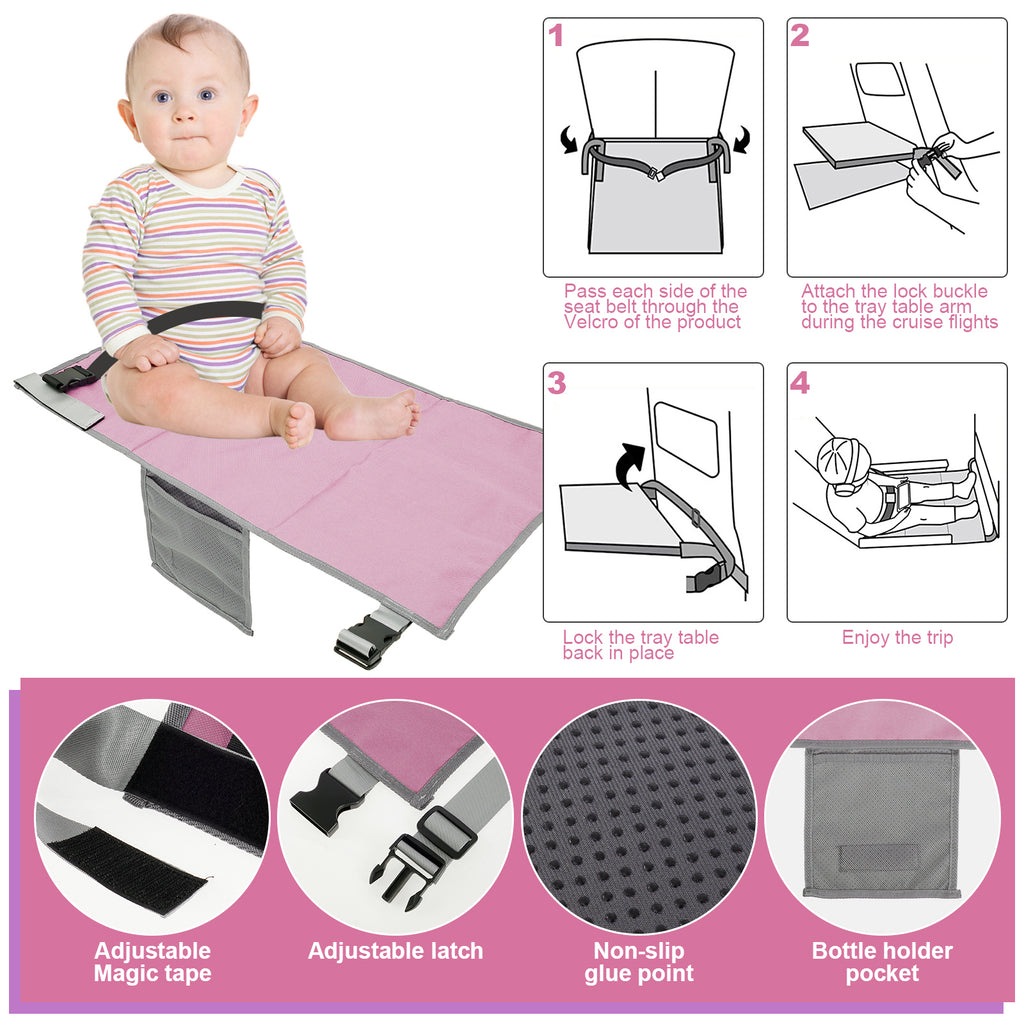 Lit de voyage portable pour enfants, avec repose-pieds et repose-jambes, hamac, et rallonge de siège d'avion pour tout-petits.